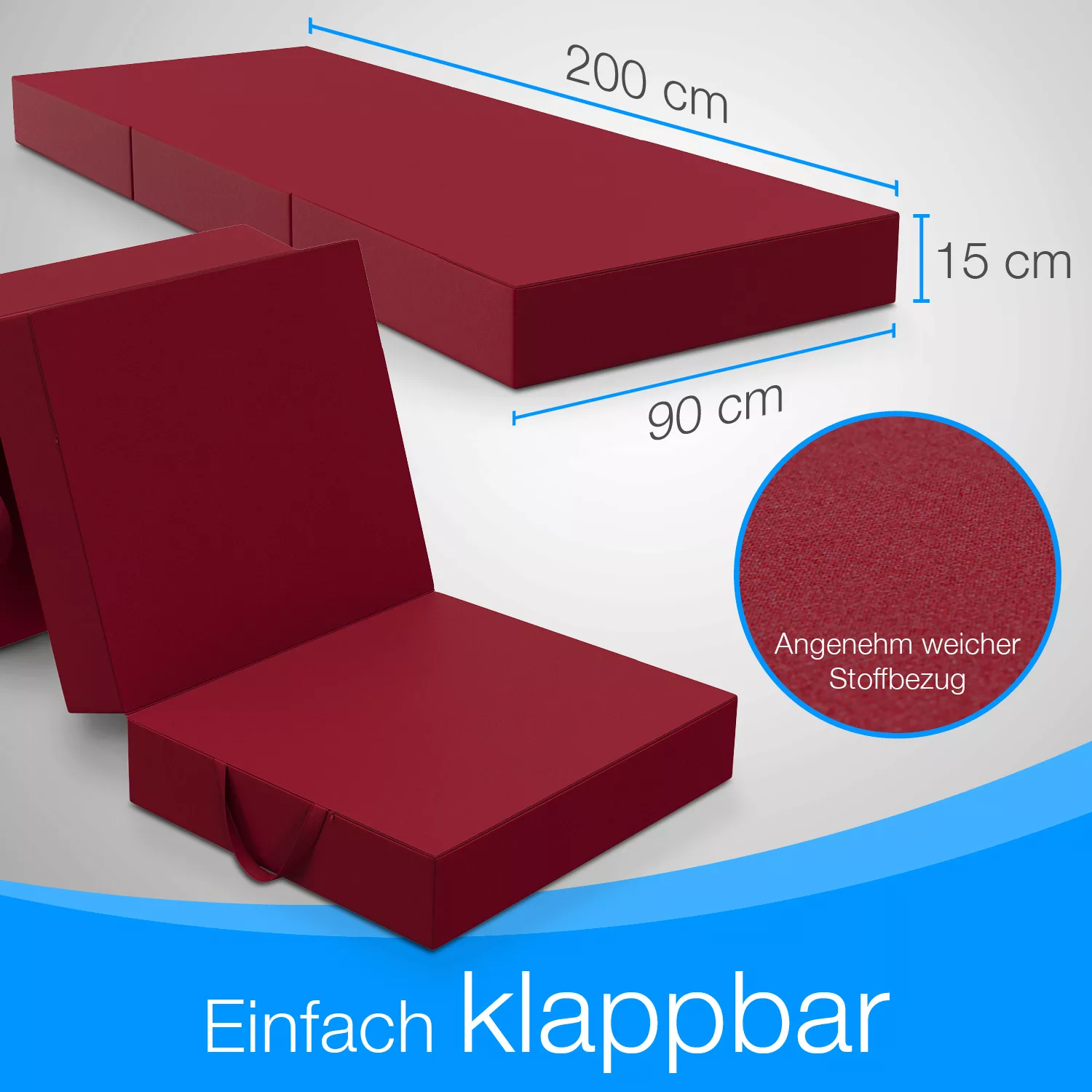 Bestschlaf Klappmatratze Gästematratze, 90x200x15 cm, rot günstig online kaufen