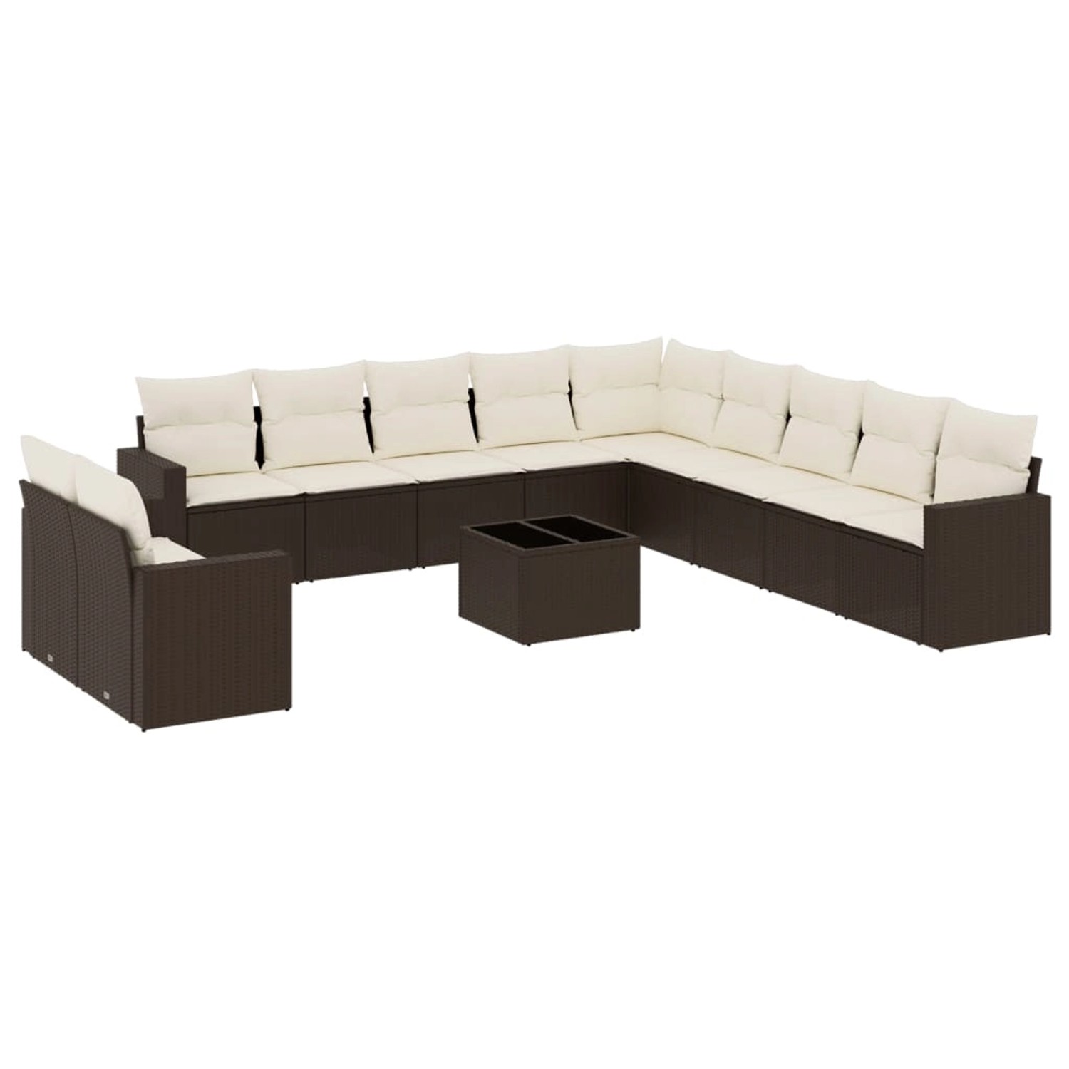vidaXL 12-Tlg Garten-Sofagarnitur mit Kissen Braun Poly Rattan 3219193 günstig online kaufen