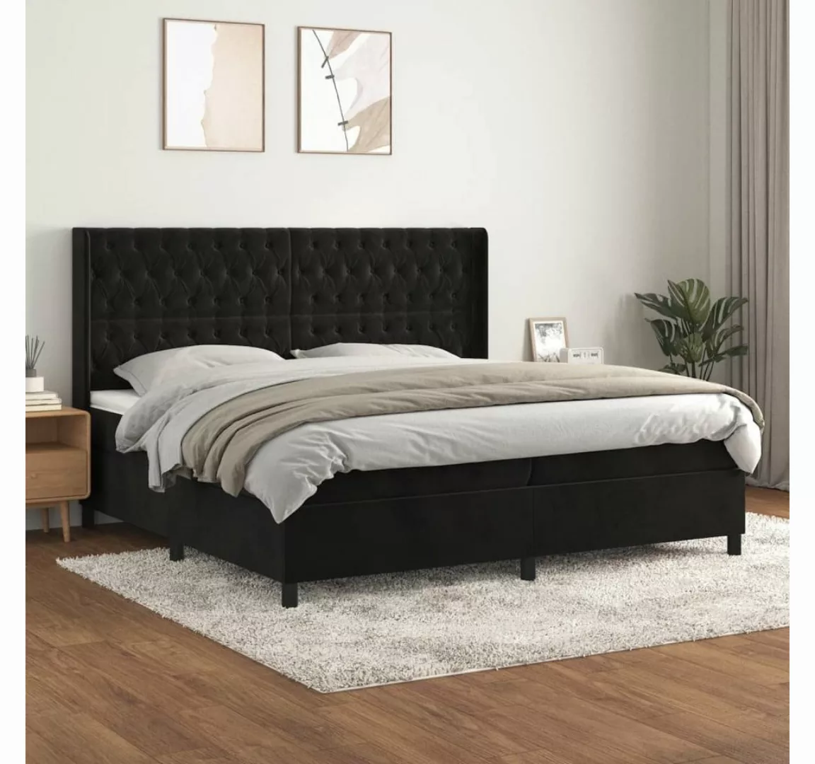 furnicato Bett Boxspringbett mit Matratze Schwarz 200x200 cm Samt günstig online kaufen