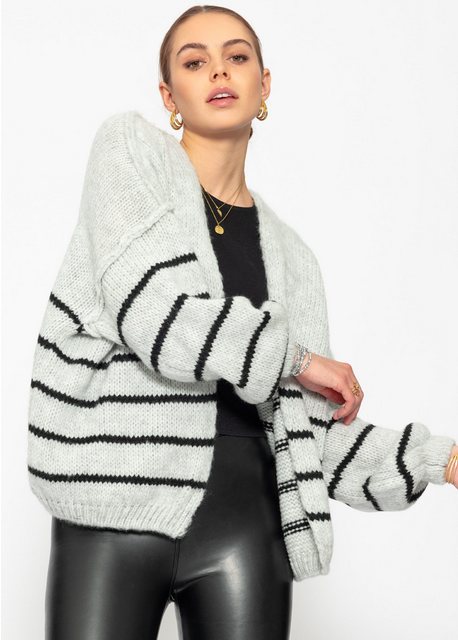 SASSYCLASSY Cardigan Lässiger Oversize Cardigan Damen mit Außennähten Offen günstig online kaufen