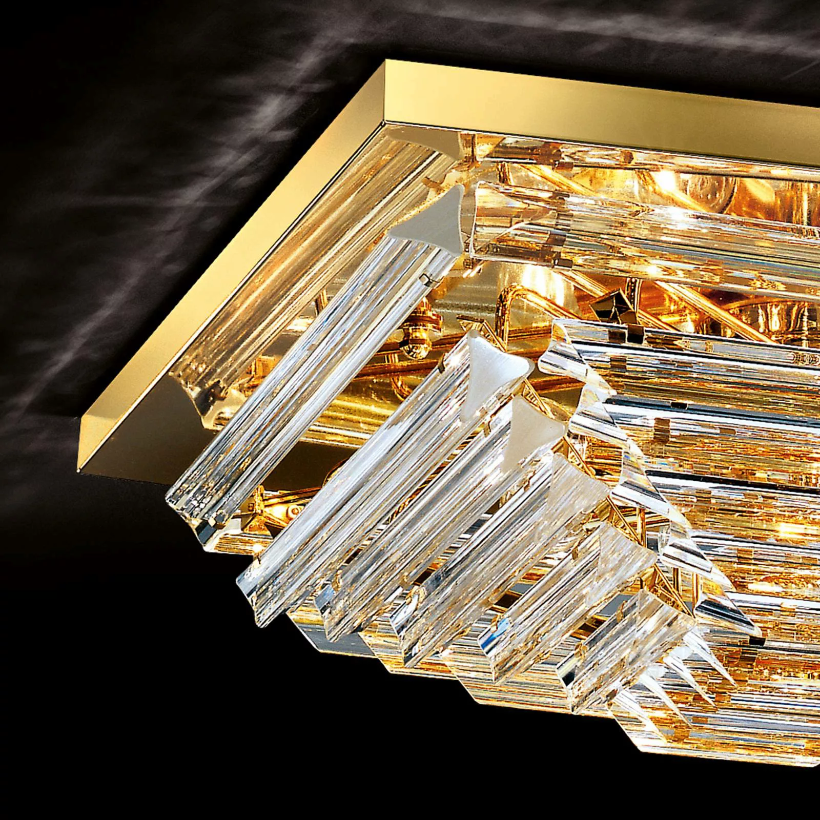 Vergoldete Kristalldeckenleuchte Losanghe, 55 cm günstig online kaufen
