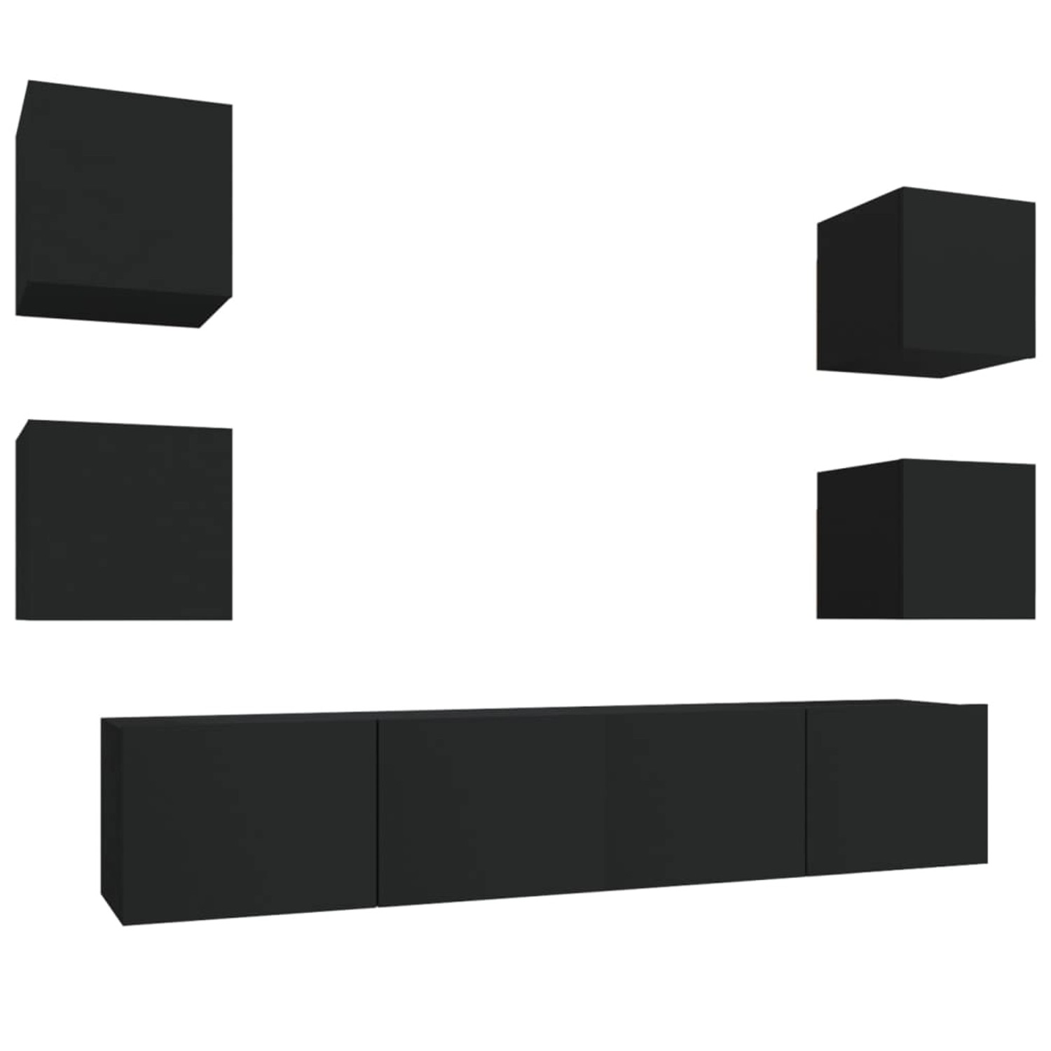 vidaXL 6-tlg. TV-Schrank-Set Schwarz Holzwerkstoff 2 günstig online kaufen