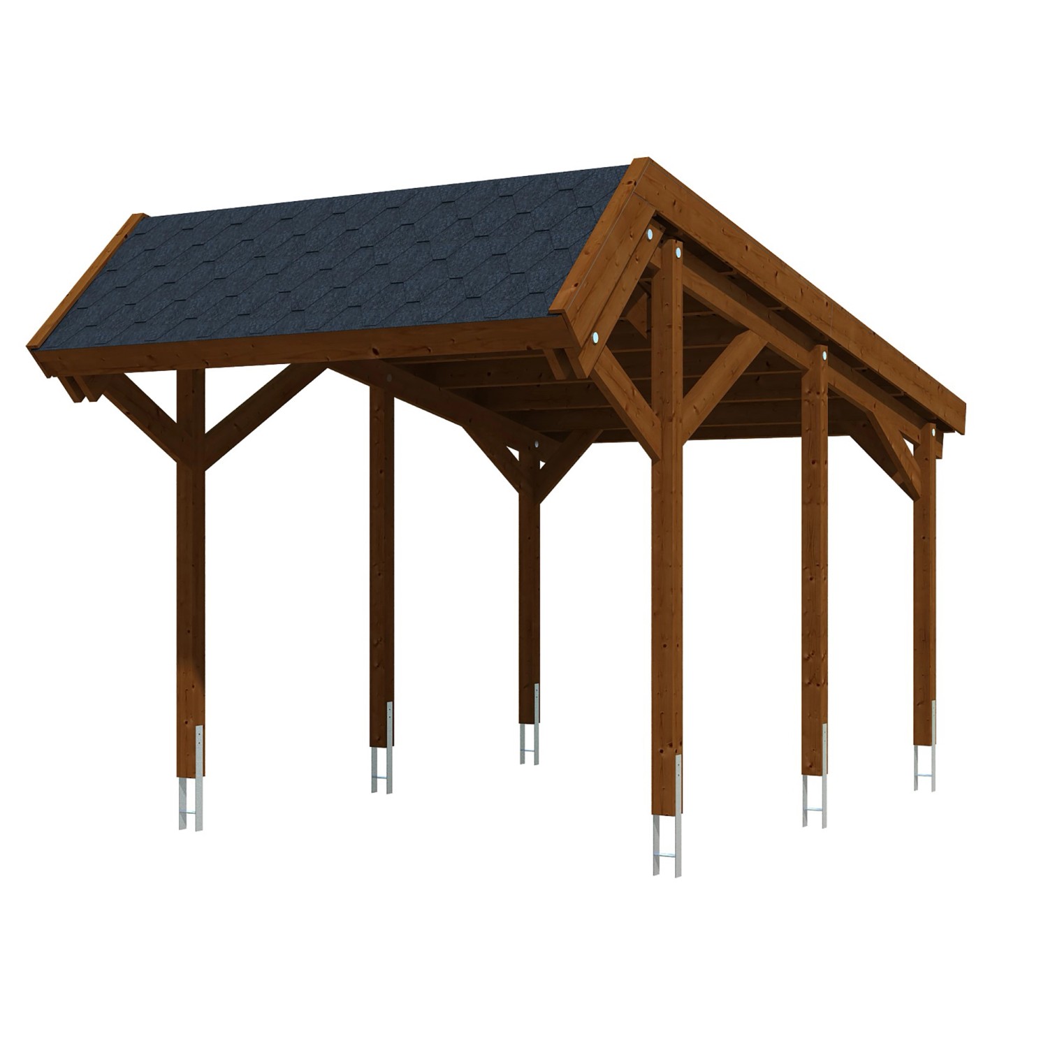 Skan Holz Carport Harz mit schwarzen Schindeln 321 x 560 cm Nuss günstig online kaufen