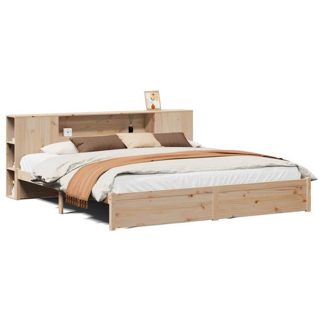 vidaXL Bett, Massivholzbett mit Regal ohne Matratze 200x200 cm Kiefernholz günstig online kaufen