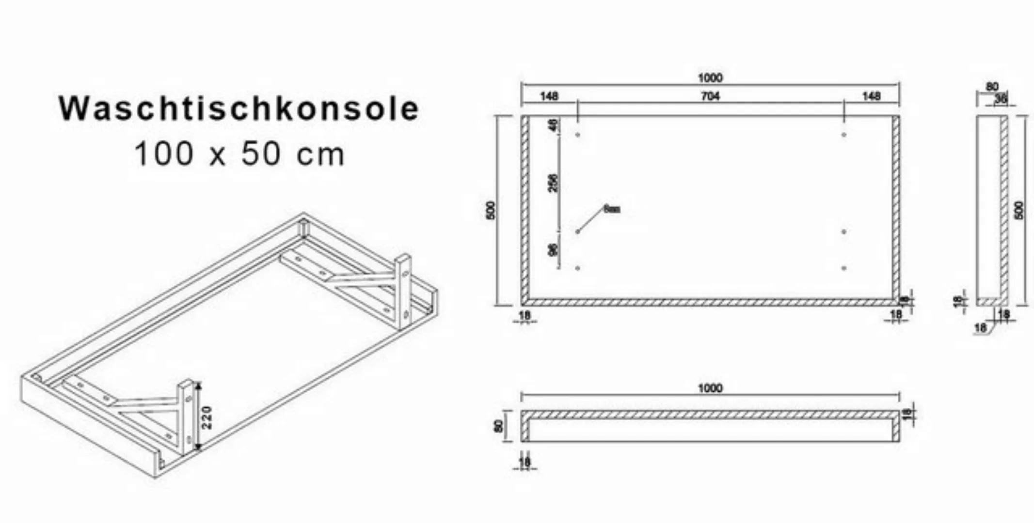 Alphabad Waschbeckenunterschrank Waschtischkonsole ASOLO WEISS 100 x 50 günstig online kaufen