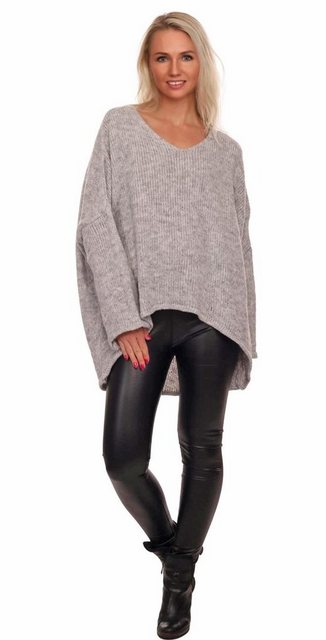 Charis Moda Strickpullover V-​Ausschnitt im Oversized Look vorne kurz hinte günstig online kaufen