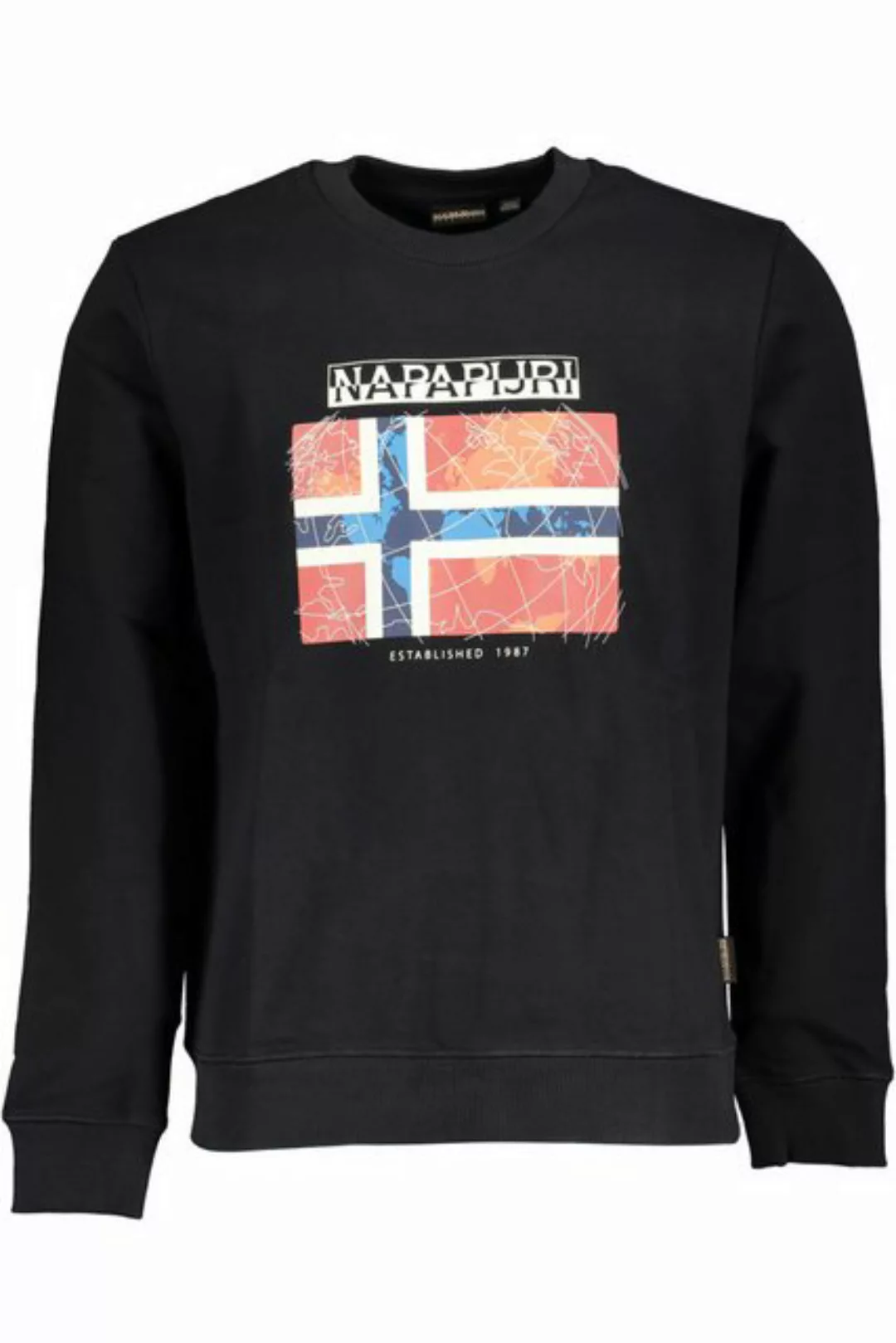 Napapijri Sweatshirt Herren-Sweatshirt Schwarz: Langarm, Rundhals günstig online kaufen