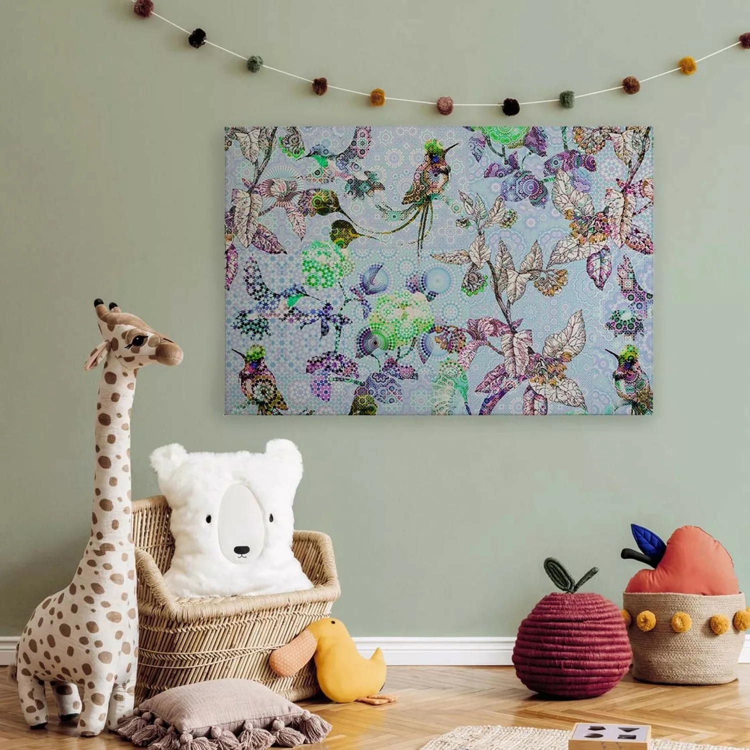 Bricoflor Vogel Leinwandbild Exotisch Deko Wandbild Mit Mosaik Design In He günstig online kaufen