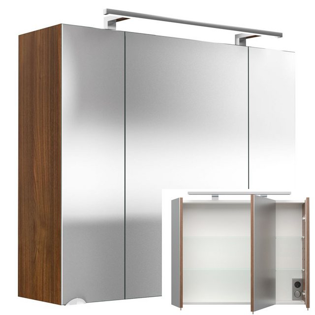 Lomadox Spiegelschrank 80cm anthrazit RIMAO-100  LED-Beleuchtung, B x H x T günstig online kaufen