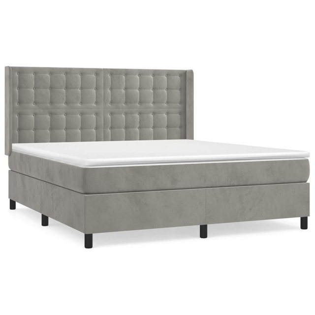 vidaXL Boxspringbett Boxspringbett mit Matratze Hellgrau 160x200 cm Samt Be günstig online kaufen