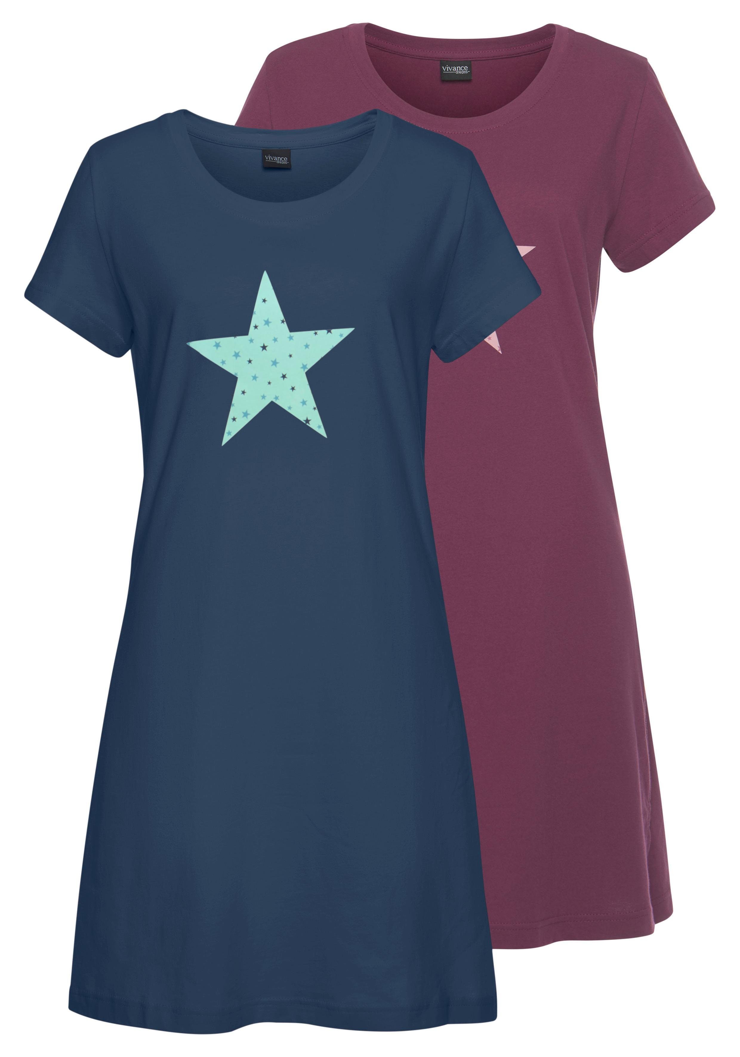 Vivance Dreams Nachthemd (2er-Pack) mit Sternenprint günstig online kaufen