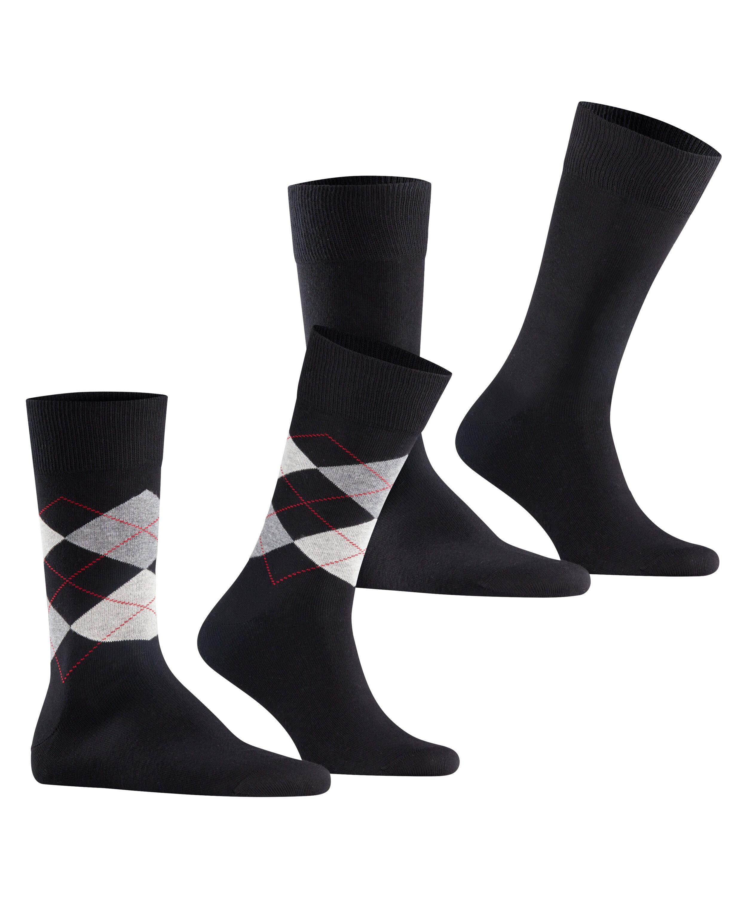 Burlington 2-er Set Socken Schwarz mit Argyle-Muster günstig online kaufen