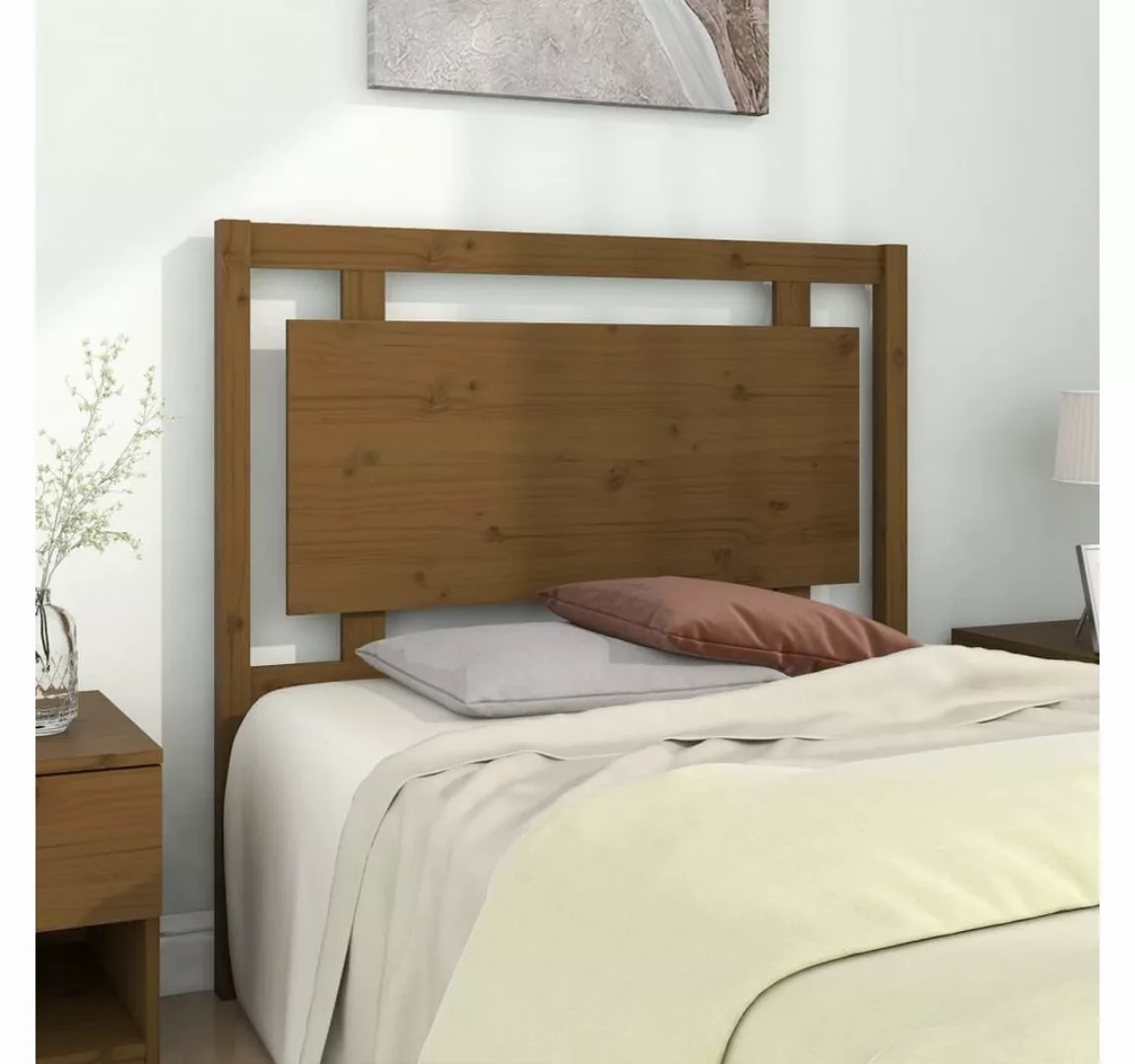 vidaXL Bett, Kopfteil Honigbraun 105,5x4x100 cm Massivholz Kiefer günstig online kaufen