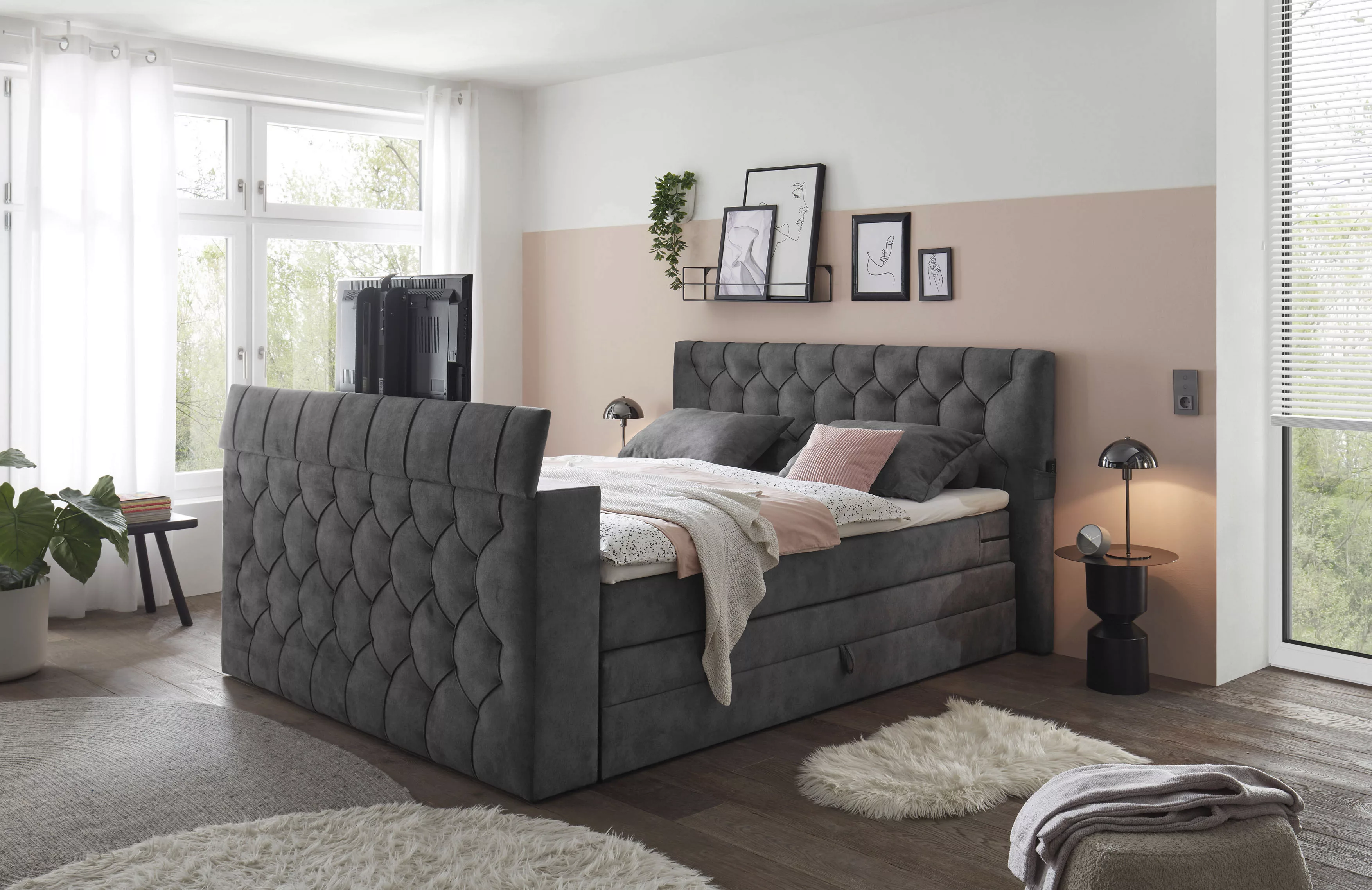 ED EXCITING DESIGN Boxspringbett "Springdale", mit Bettkasten, motorisierte günstig online kaufen
