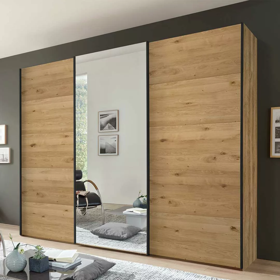 Schwebetürenschrank mit Spiegel im Industry und Loft Stil 300 cm breit günstig online kaufen