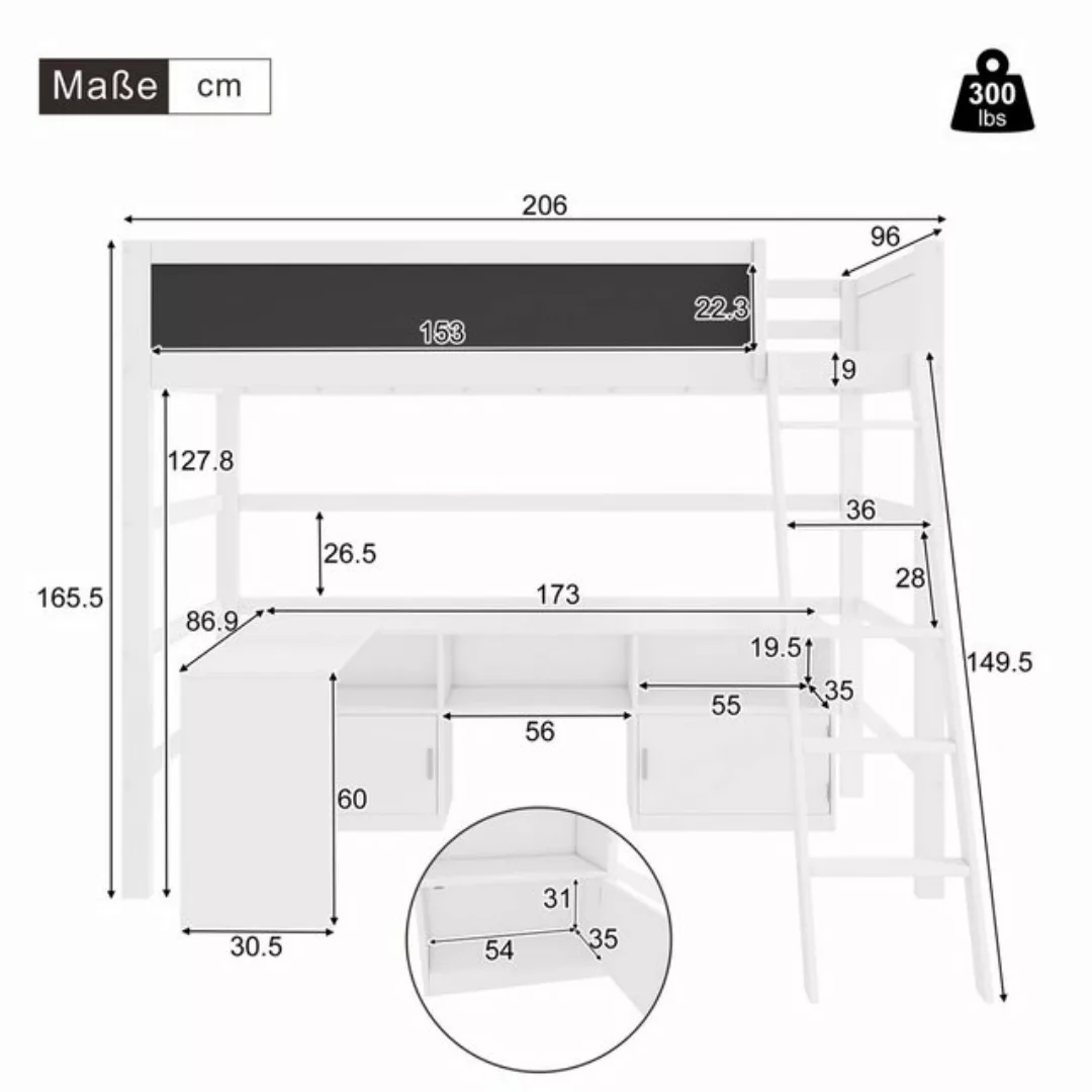 SeedWave Kinderbett Multifunktionales Kinder-Etagenbett 90x200cm mit Großem günstig online kaufen