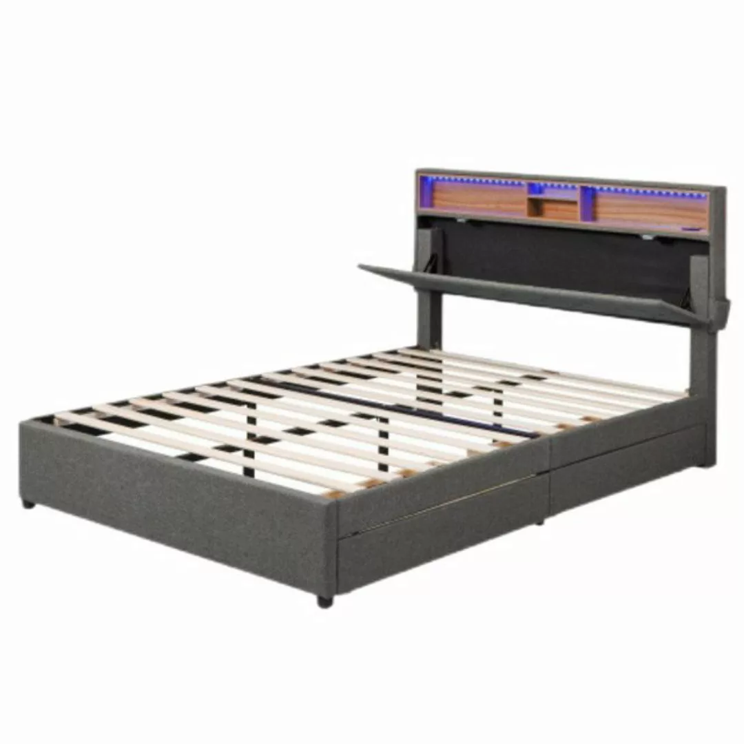 TavilaEcon Polsterbett Jugendbett Doppelbett mit aufladen USB und LED-Beleu günstig online kaufen