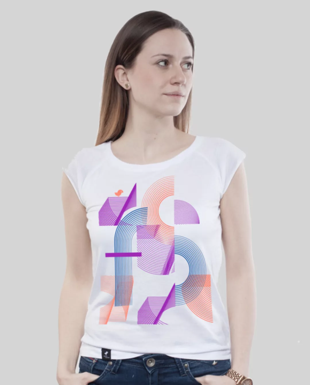 Bamboo Raglan Shirt Women White "Abstrakt" günstig online kaufen