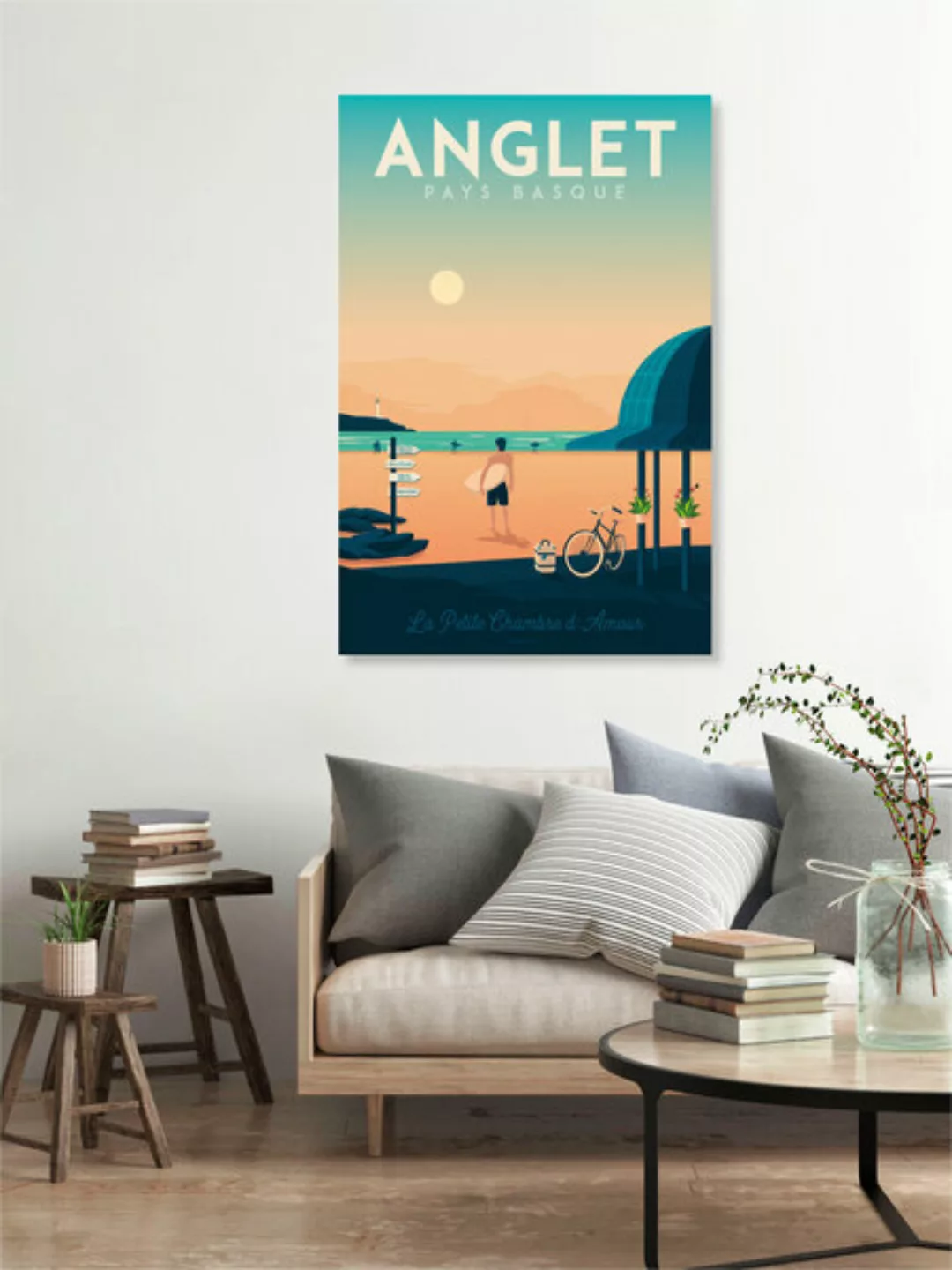 Poster / Leinwandbild - Anglet Baskenland Vintage Travel Wandbild günstig online kaufen