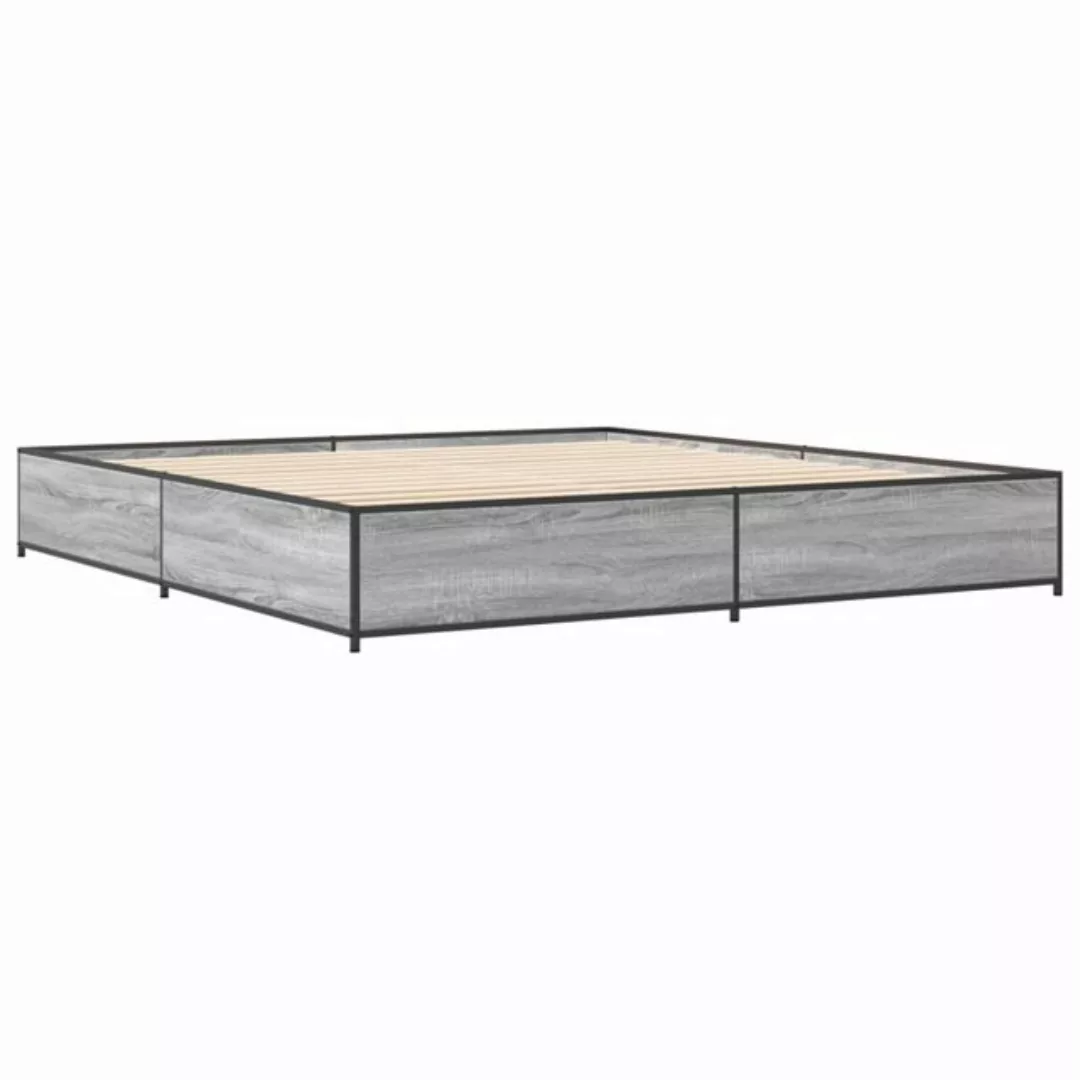 vidaXL Bett Bettgestell Grau Sonoma 200x200 cm Holzwerkstoff und Metall günstig online kaufen