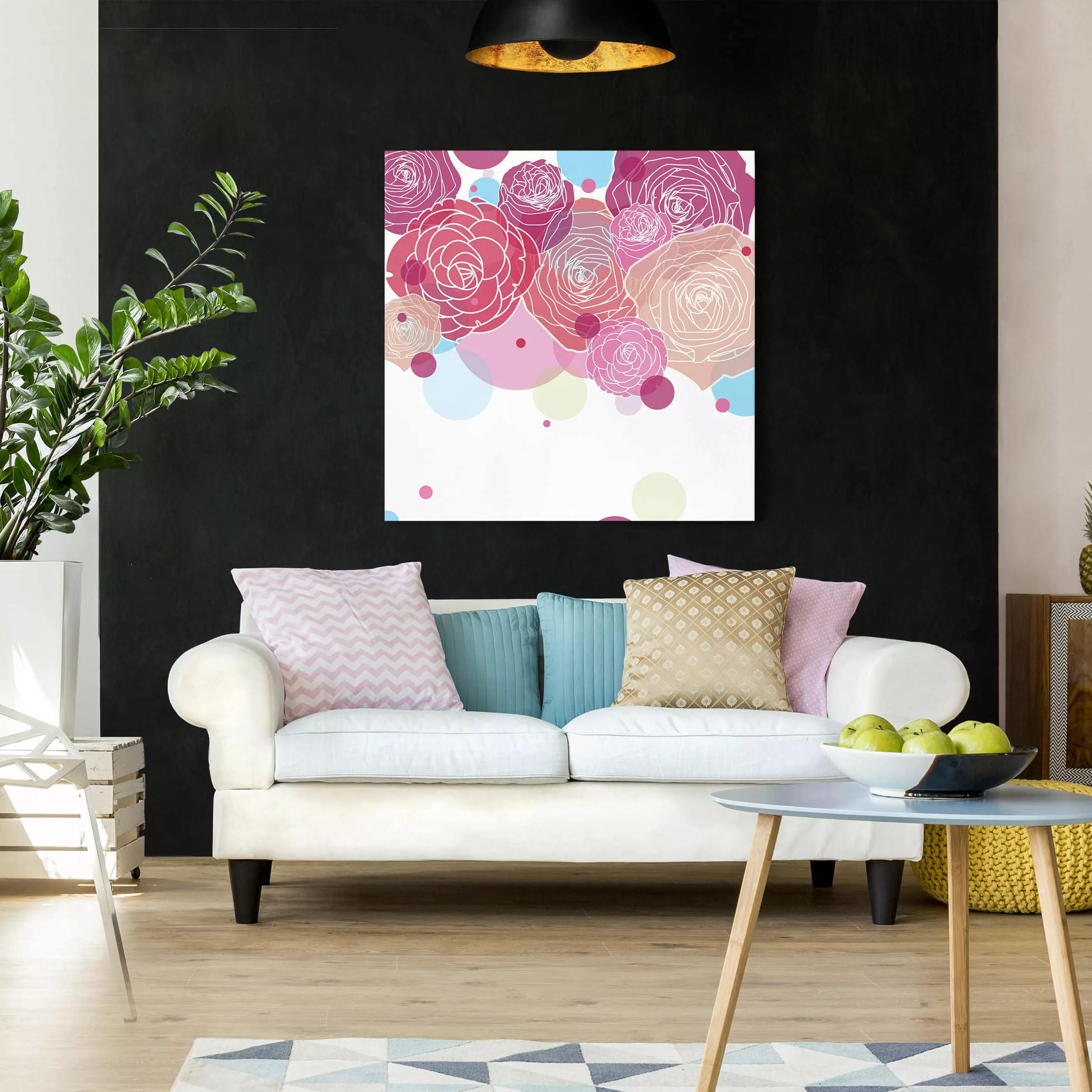 Leinwandbild Blumen - Quadrat Roses and Bubbles günstig online kaufen