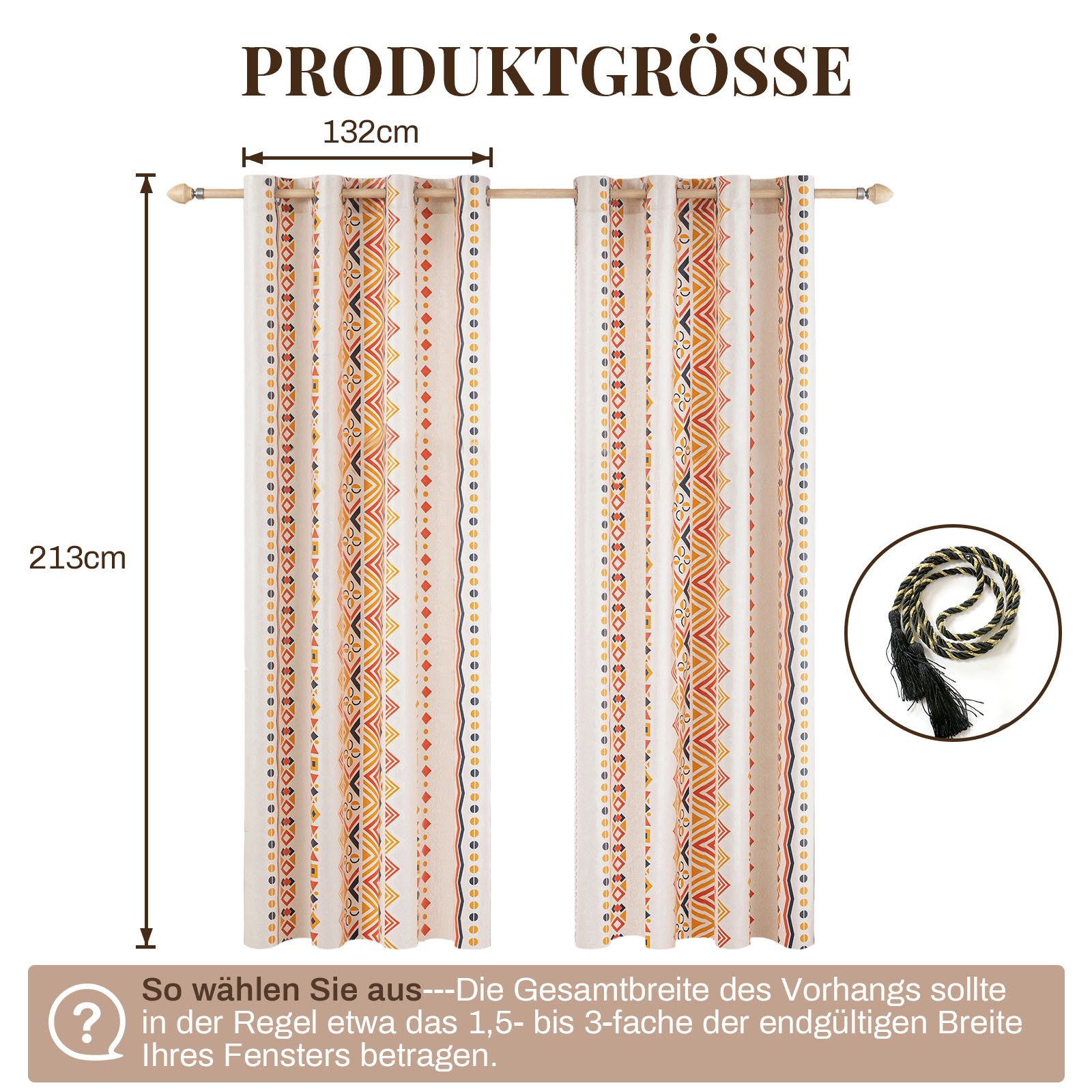 BTTO V&G Outdoorvorhang 2er-Set Vorhänge Boho günstig online kaufen
