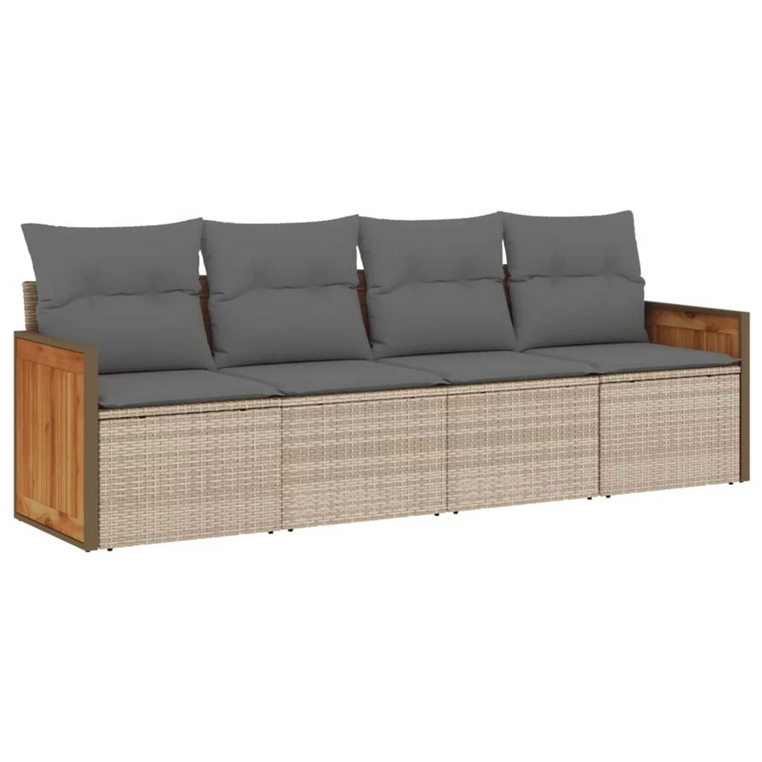 vidaXL 4-tlg Garten-Sofagarnitur mit Kissen Beige Poly Rattan Modell 44 günstig online kaufen