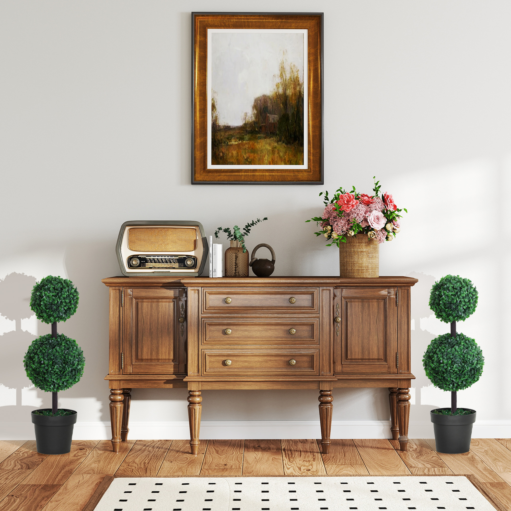 Outsunny künstliche Pflanzen 2er Set groß 67 cm Kunstpflanze mit 2 Kugel, P günstig online kaufen