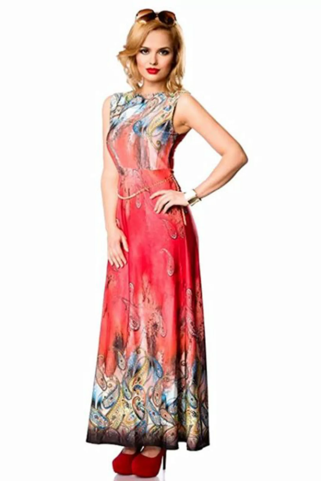 Sommerkleid Maxikleid Strandkleid langes Kleid Sommerkleid mit Gürtelkette günstig online kaufen