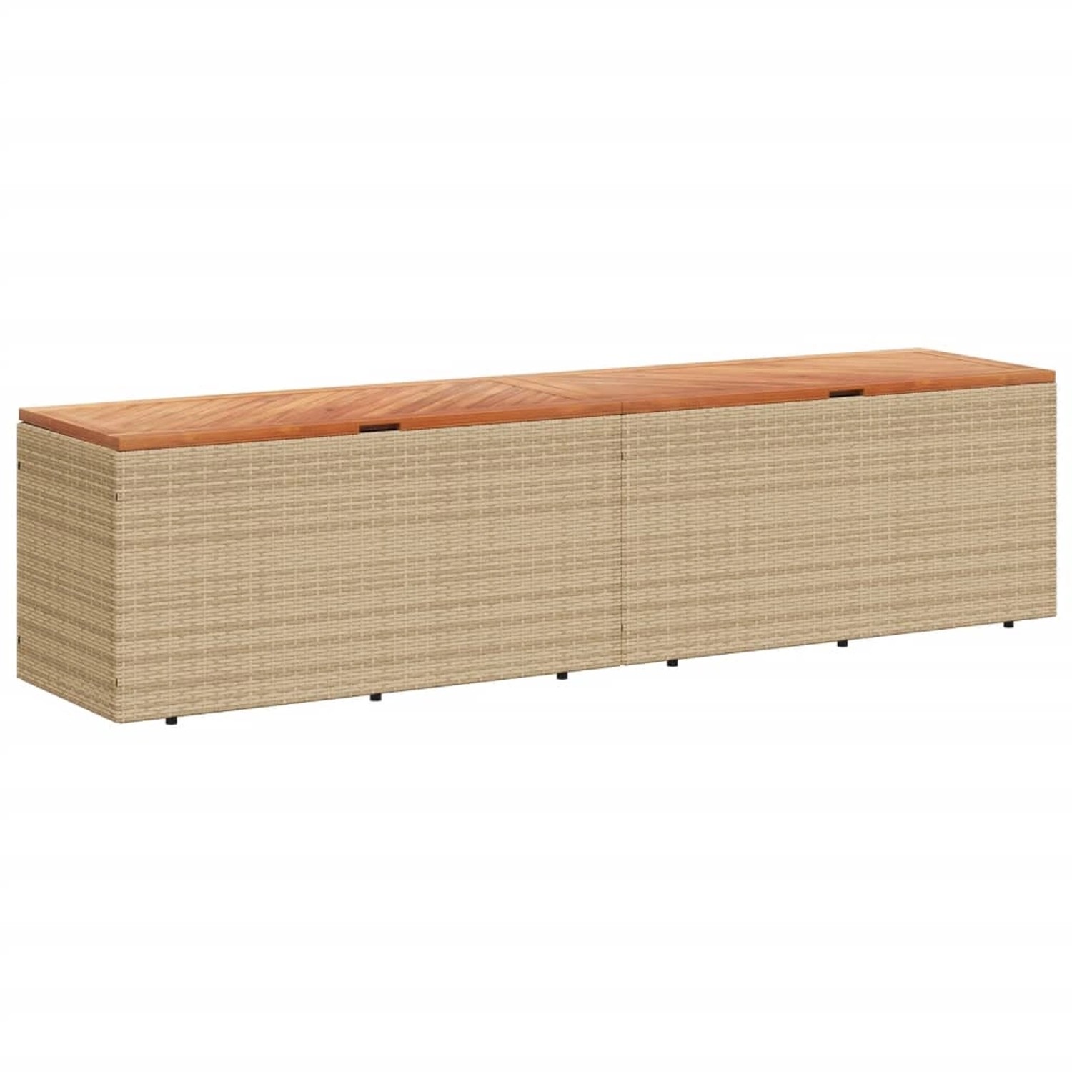 vidaXL Gartentruhe Beige 220x50x54 cm Poly Rattan Akazienholz günstig online kaufen