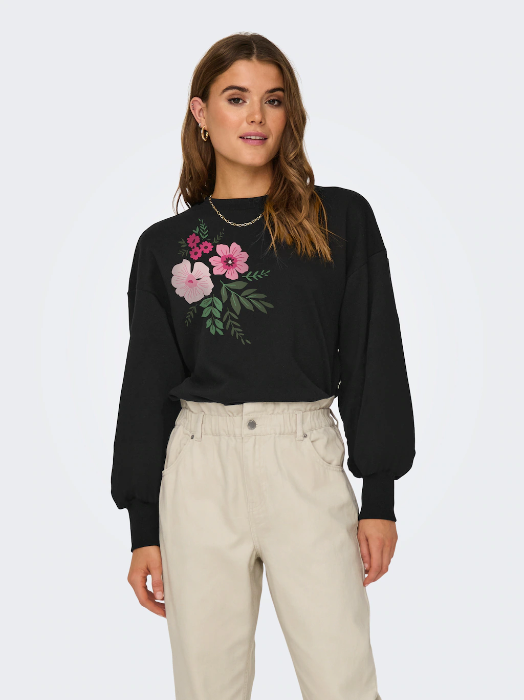 ONLY Sweatshirt "ONLBROOKE L/S O-NECK FLOWER SWT" günstig online kaufen