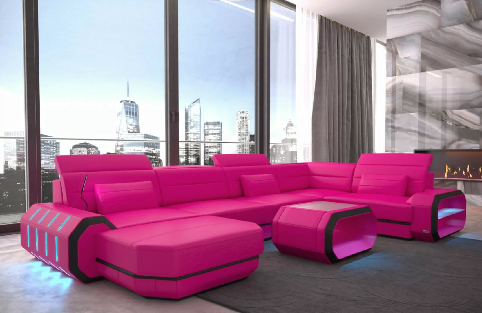 Sofa Dreams Wohnlandschaft Sofa Ledercouch Leder Roma U Form Ledersofa, Cou günstig online kaufen