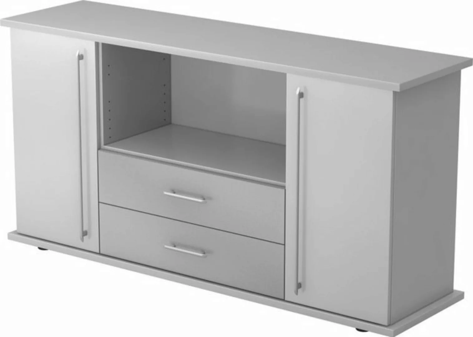 Aktenschrank Sideboard SB 2OH 2 Schübe BxTxH 166,1x44,8x84cm Griff RE Grau/ günstig online kaufen