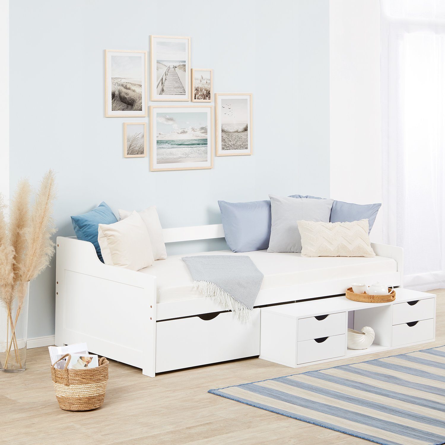 Homestyle4u Holzbett 90x200 Kojenbett Stauraumbett Kinderbett günstig online kaufen