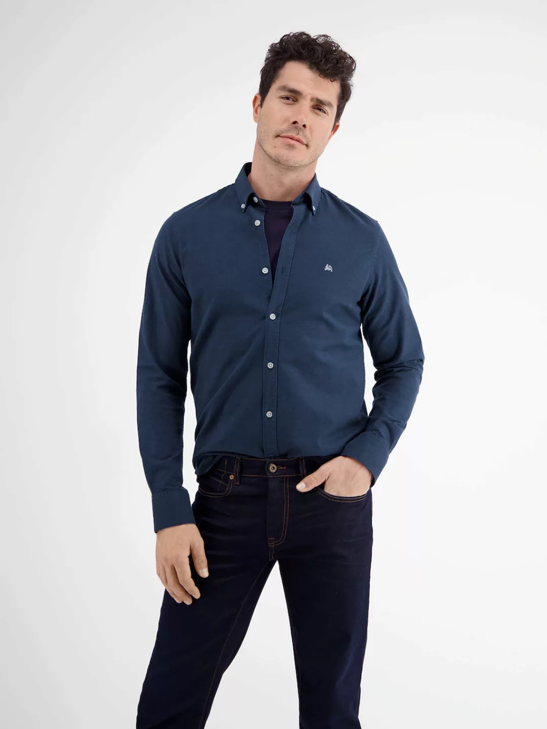 LERROS Langarmhemd "LERROS Poplin-Stretchhemd mit AOP" günstig online kaufen