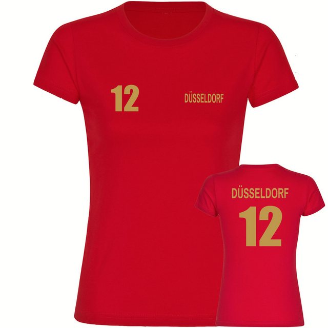 multifanshop T-Shirt Damen Düsseldorf - Trikot Nummer 12 gold - Frauen günstig online kaufen