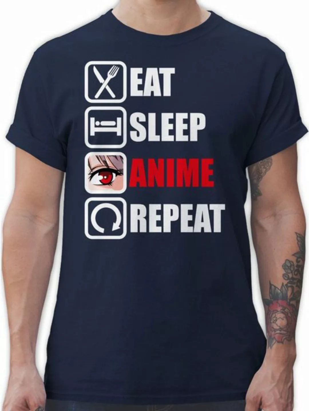 Shirtracer T-Shirt Eat sleep Anime repeat - Manga Japan Anime Geschenke günstig online kaufen