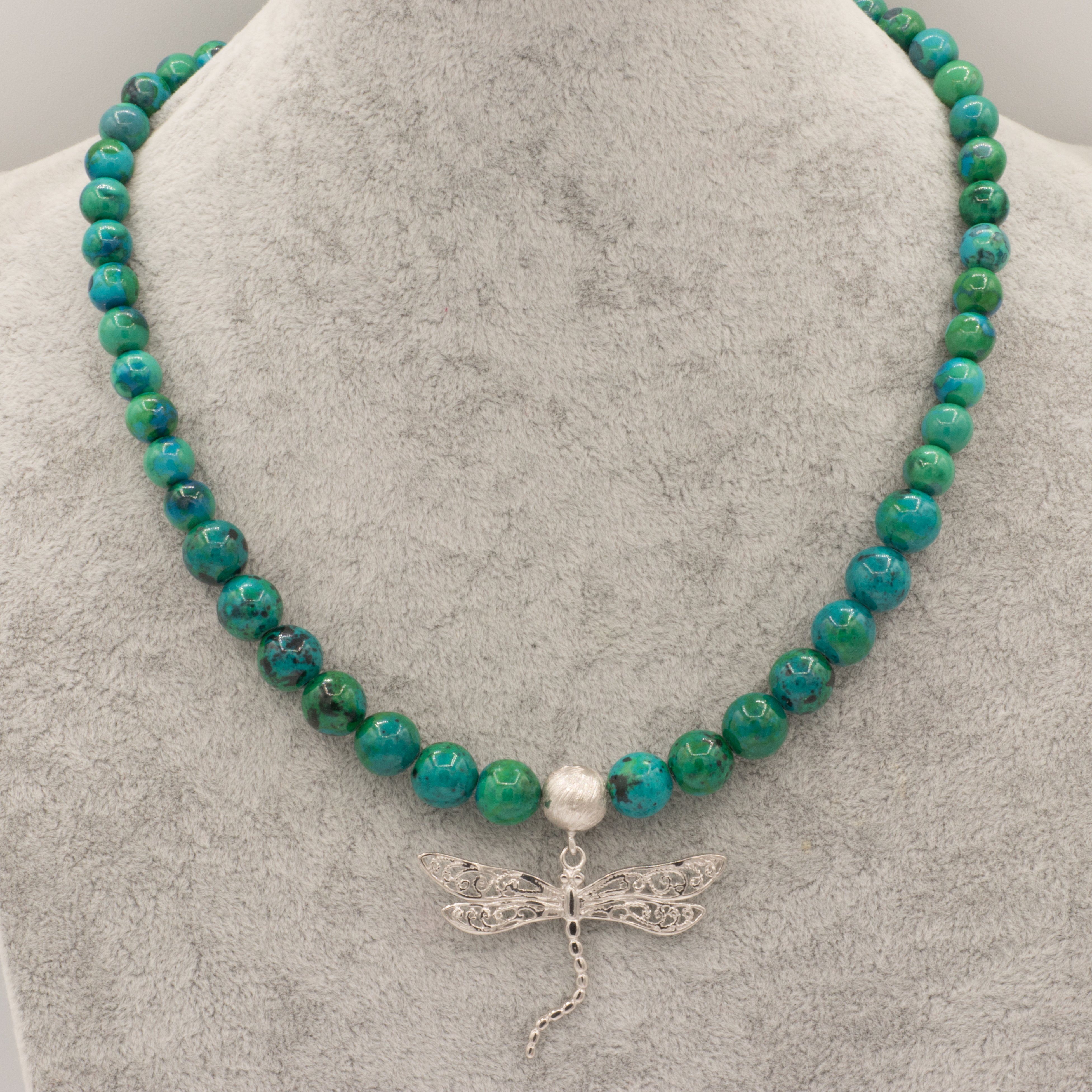 Perlenkette Kette mit Chrysokoll Perlen und günstig online kaufen