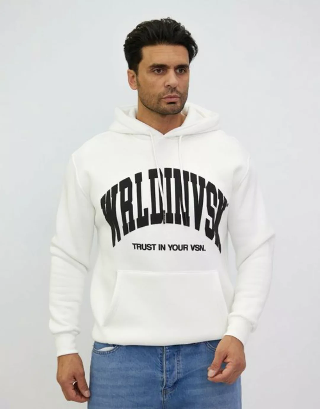 Denim Distriqt Hoodie Herren Hoddy in SLIM-Fit mit feinem Schriftprint günstig online kaufen