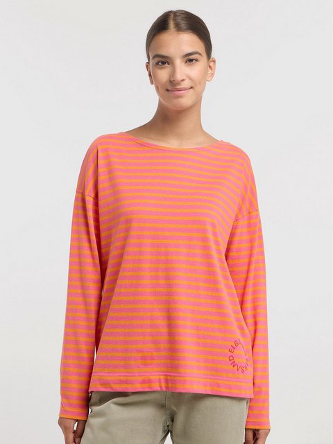 Elbsand Rundhalsshirt Longsleeve Tooske Stripe Pink Yarrow Sunset Orange günstig online kaufen