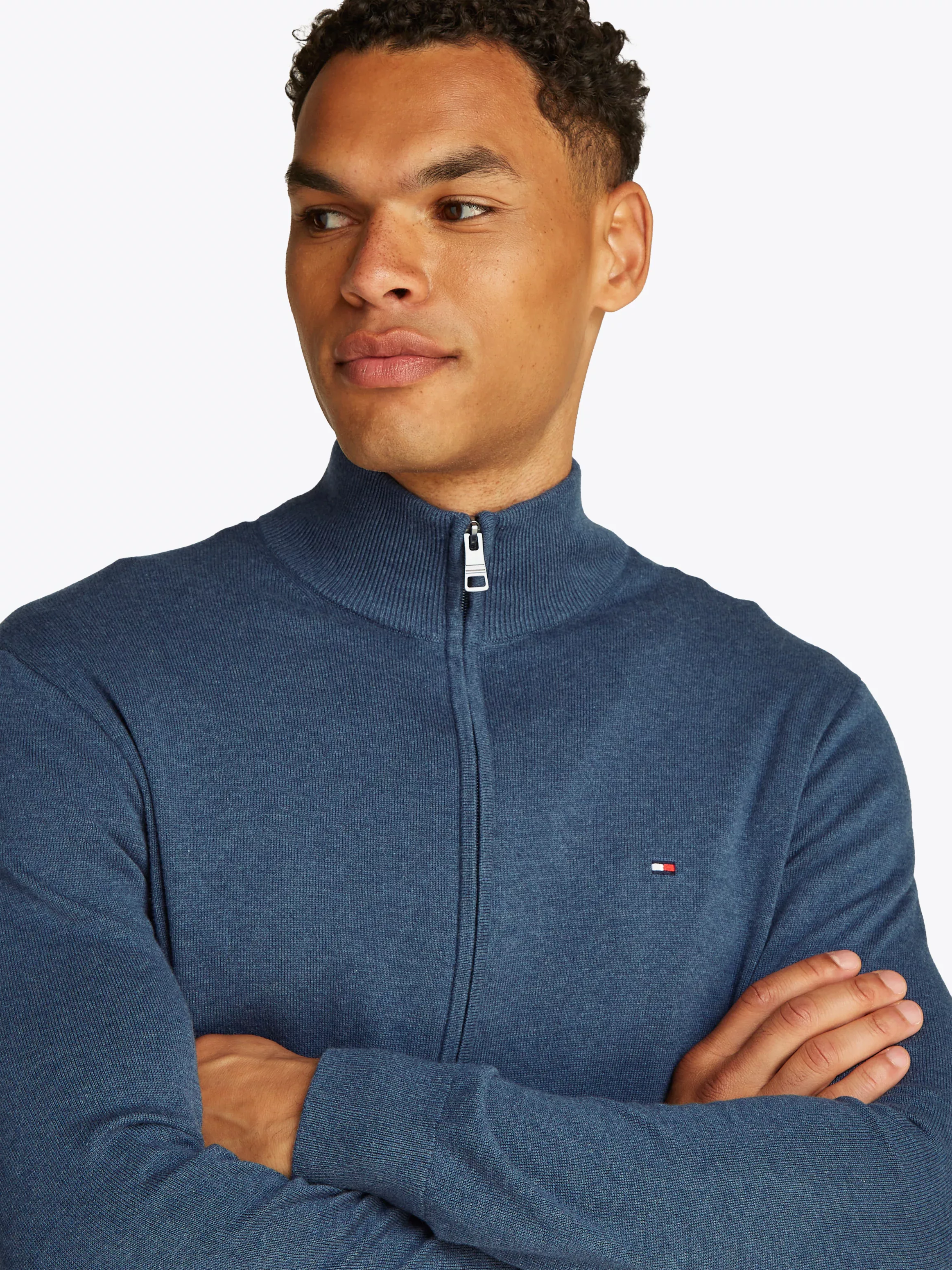 Tommy Hilfiger Strickjacke "ESSENTIAL COTTON ZIP THRU", mit Logostickerei günstig online kaufen