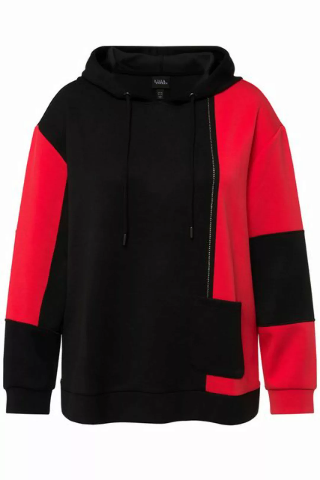 Ulla Popken Sweatshirt Hoodie Colourblocking Ziersteinchen Langarm Kapuze günstig online kaufen