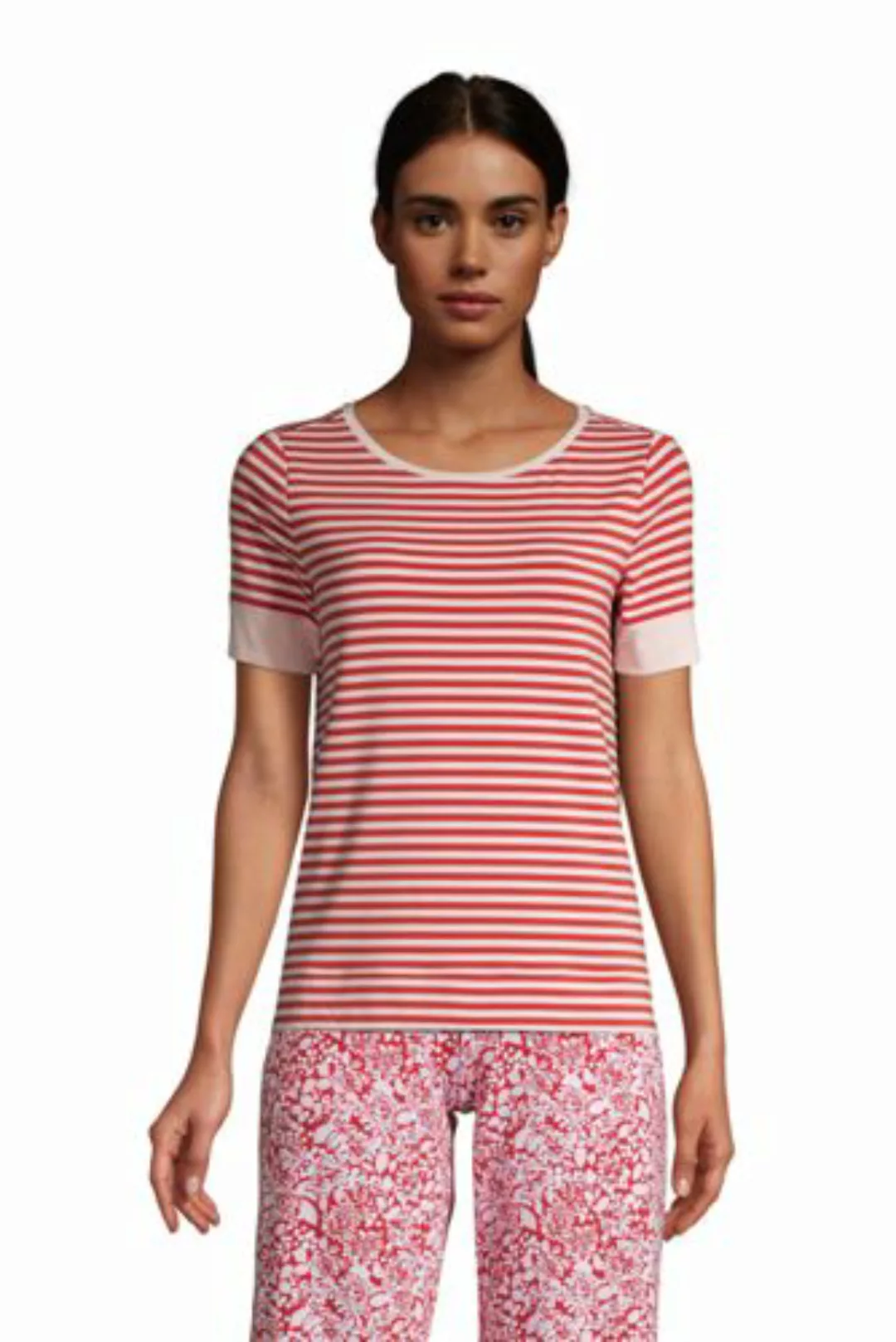 Jersey-Schlafshirt, Damen, Größe: 48-50 Normal, Rot, by Lands' End, Sunwash günstig online kaufen