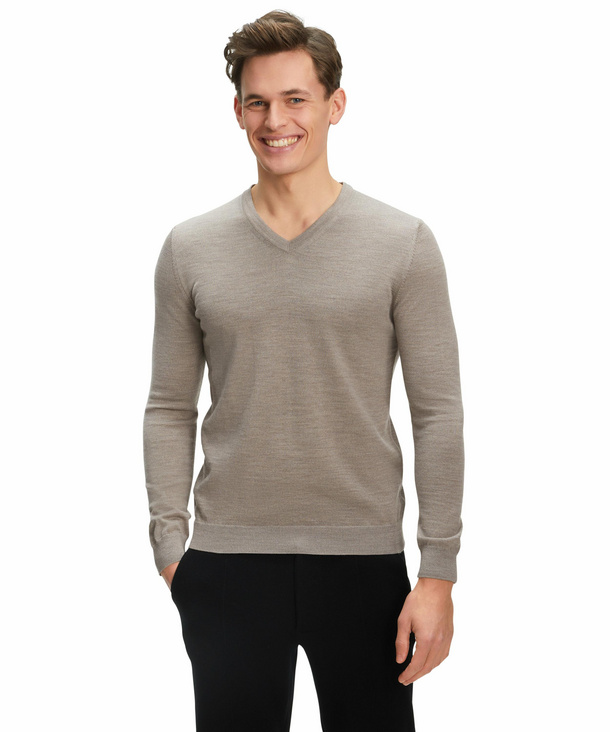 FALKE Herren Pullover V-Ausschnitt, XL, Braun, Uni, Wolle, 60911-407805 günstig online kaufen