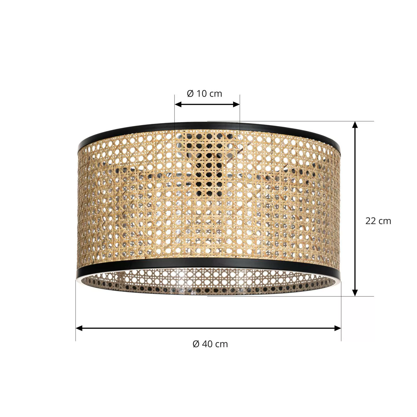 Lindby Deckenlampe Yaelle, 22 cm hoch, Rattan, schwarz, E27 günstig online kaufen