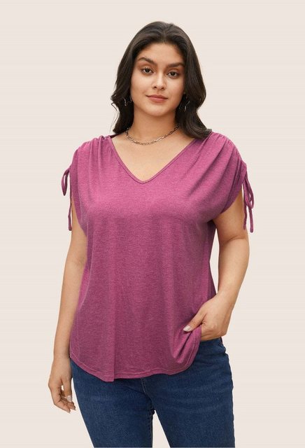 LOVGCCN T-Shirt Kurze Ärmel mit Kordelzug und V-Ausschnitt (Lässiges, locke günstig online kaufen