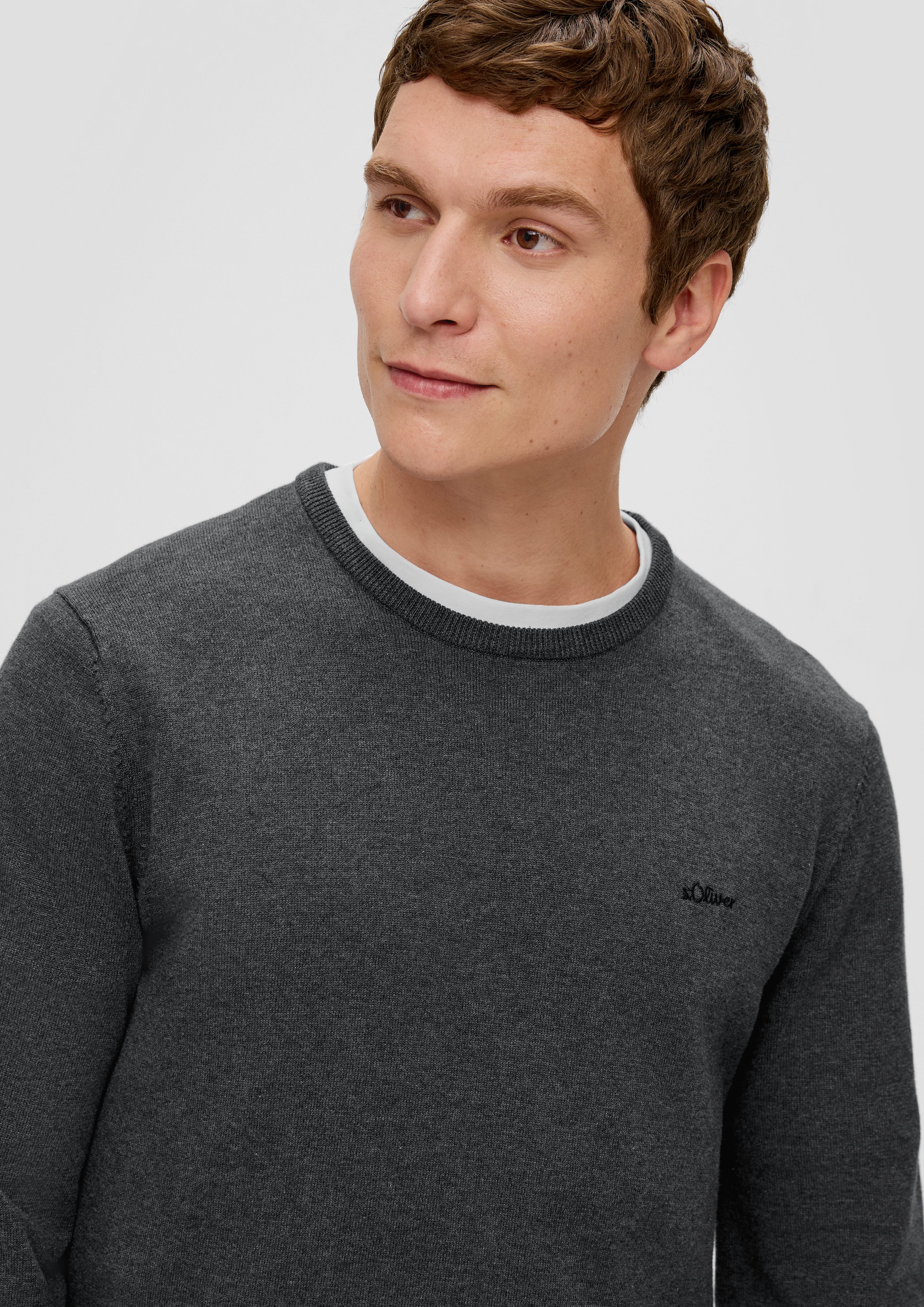 s.Oliver Strickpullover Strickpullover mit Logo-Stickerei Logo günstig online kaufen