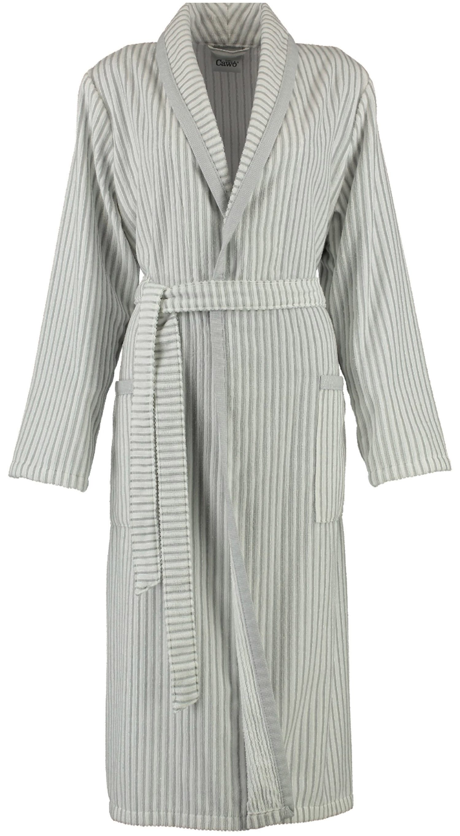 Cawö - Damen Bademantel Schalkragen 3423 - Farbe: weiss/silber - 76 - XXL günstig online kaufen