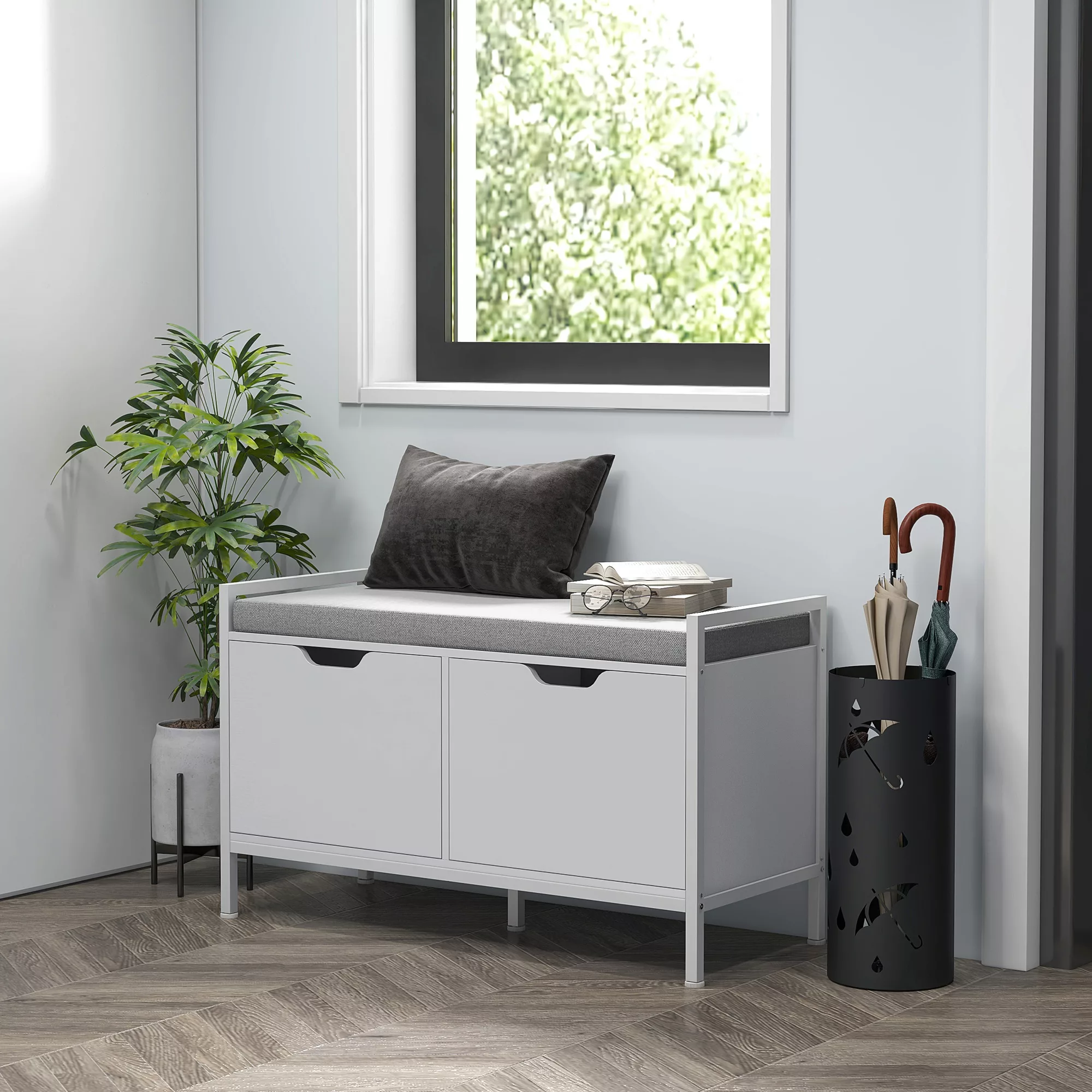 HOMCOM Schuhschrank, Eingangsmöbel mit 2 Schränken, Aufbewahrungsbank mit g günstig online kaufen
