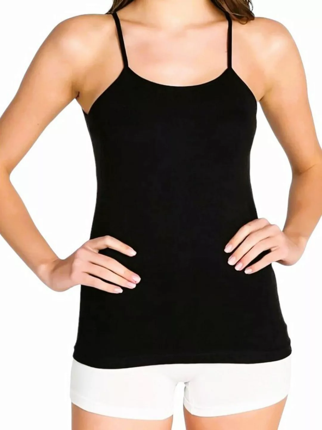 fashionshowcase Tanktop Damen Spaghettiträger Tops 4er Pack - 100% Baumwoll günstig online kaufen